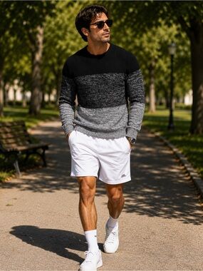 Ben Sherman Waffle Knit Sweater Men’s Navy Gray Crew Neck Medium NWT